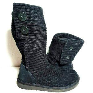 UGG Australia Youth sz3 Cardy Crochet Knit Turn Down Cuff Sweater Boots